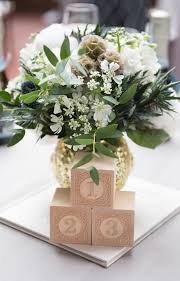 Baby Shower Centerpiece Inspiration Baby Books Wooden Building Blocks And Floral Arran Baby Shower Centerpieces Elegant Baby Shower Baby Blocks Baby Shower
