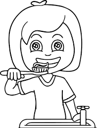 Dental Girl Brushed Tooth Coloring Page Halaman Mewarnai
