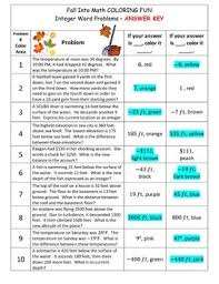 Integers Adding Subtracting Word Problems Color Sheet My Kids Love This Activity Not Just A Bo Everyday Math Teaching Middle School Maths Math Integers
