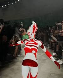 Morph suit red lycra spandex fabric zentai suit with mouth and eyes opened unisex bodysuit costume. Katharina Schmidt Coeval Magazine