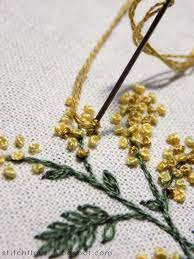 Embroidered Spring Miniatures Mimosa Pdf Pattern And Tutorial Stitch Floral Hand Embroidery Tutorial Miniature Embroidery Hand Embroidery Flowers