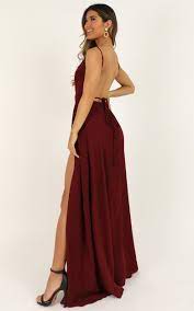 Starry Eyes Sparkling Dress In Wine Satin Showpo Dresses Backless Long Dress Silk Prom Dress