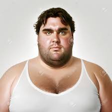 Retrato De Un Hombre Gordo Con Una Camiseta Sin Mangas Blanca. Foto De  Estudio Imagen y Fotografía Gratis 198364143.