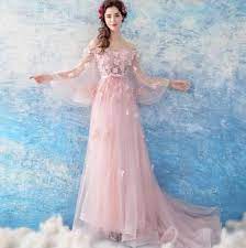 Women Mesh Flower Lace Off Shoulder Pink Wedding Dress Casual Ball Gown Cocktail Casual Wedding Dress Ball Gowns Pink Wedding Dress