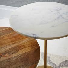 Marble geo stepped side table table pinterest, source: White Marble Round Side Table Brass Base