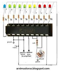 Stereo vu meter circuit sound level displayer. Kb 3177 Led Vu Meter By Ic Lm3914 Schematic Wiring
