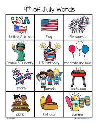 July 4th Words And Pictures Vocabulary Printable Distance Learning Free Kindergarten Worksheets 4th Of July Kindergarten Worksheets Printable
