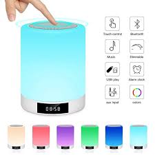Night Lights Bluetooth Speaker Ranipobo Wireless Stereo Speaker With Alarm Clock Mp3 Player Fm Radio Touc Wireless Stereo Speakers Stereo Speakers Fm Radio