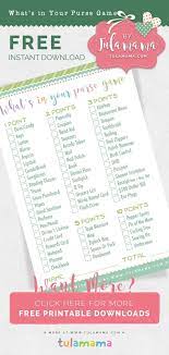 Free Printable What S In Your Purse Game Free Printable Baby Shower Games Printable Baby Shower Games Free Baby Shower Games