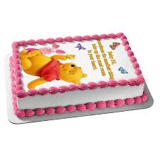 Disney Winnie The Pooh Baby Shower Personalized Name Piglet Butterflies Smallest Things Take Up The Most Room In Your Heart Edible Cake Topper Image Abpid53377 Walmart Com