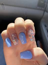 Blue Butterfly Nails In 2020 Pink Acrylic Nails Short Square Acrylic Nails Blue Glitter Nails