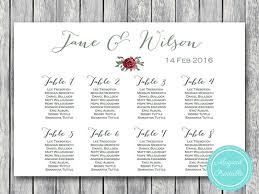 Printable Custom Wedding Seating Chart Wedding Seating