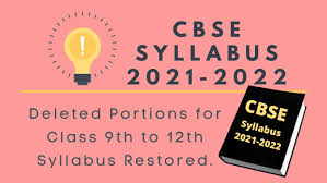 Check the latest cbse syllabus for class 9, 10, 11, 12 for 2021 boards at teachoo. Cbse Syllabus 2021 2022 Restored Deleted Portions For Classes 9th To 12th Lalans Coaching Classes