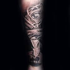 35 sweet music tattoos on foot; 60 Music Sleeve Tattoos For Men Lyrical Ink Design Ideas