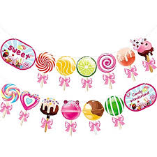 The apothecary jars stuffed with different flavored fairyfloss/cotton candy the yummy. Candy Banner Lollipop Garland Candyland Party Decorations Candy Theme Cutout For Kids Girls Party Supplies Birthday Baby Shower Wedding Buy Online At Best Price In Uae Amazon Ae
