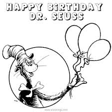 Seuss's birthday 2018 photo props. Happy Birthday Dr Seuss Coloring Pages Cat In The Hat And Balloons Xcolorings Com