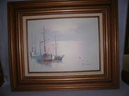 Original Oil On Board Impressionism Seascape With Boats Mooring By S Dressen 1733976874 Painting Oil Painting Art