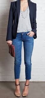 Jeans are a popular clothing choice for casual work wear, and increasing numbers of studies are showing that wearing jeans at work creates tangible benefits for both companies and their employees. The Most Fab Office Attire Outfit Ideas With Jeans Work Outfit Fashion Casual Outfits