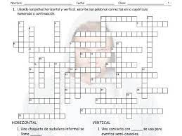 When the flashing cursor is green, typing fills in the answers of the crossword across, when it is blue, typing fills in words down. Clothing Items Spanish Crossword Puzzle Teaching Resources