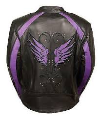 Black And Purple Motorcycle Jacket Women S Motorcycle Riding Purple Leather Jacket W Wings At Back 2 Gunpockets Womens Black Leather Jacket Purple Leather Jacket Embroidered Leather Jacket