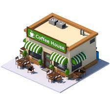 1935 Low Poly Coffee Shop Png 920 920 Low Poly Coffee House Isometric Design