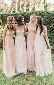 Blush Print Group By Jenny Yoo Left To Right Ivy Nyla Leighton Inesse Floral Bridesmaid Dresses Jenny Yoo Bridesmaid Dress Bridesmaid