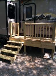 Trailer Deck Stairs Trailer Deck Rv Trailers Diy Rv