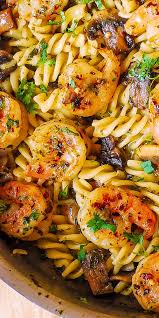 Pesto Shrimp Mushroom Pasta Shrimp Recipes For Dinner Recipes Summer Recipes Dinner