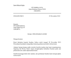 Surat tersebut memuat penjelasan mengenai barang yang sedang ditawarkan beserta rincian harganya. Contoh Surat Permintaan Penawaran Bentuk Full Block Style Contoh Seputar Surat
