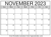 Free Printable November 2023 Calendars - Download