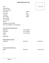 What we mean is someone with a vast amount of experience where the highlight is on the skills and abilities. Normal Biodata Format 25 Unique Resume Format Free Download Ideas On Pinterest Resume Bio Data Resume Matchboardco Biodata Format For Job Application Download Sample Biodata Form