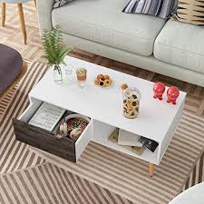 Round coffee table sets tv stand and coffee table modern glass coffee table buy coffee table stone coffee table marble stones living room sets white marble table settings. Homfa Coffee Tables For Living Room Tv Stand Wooden Console Table Sofa Side Table 2 Tier With Storage Shelf And 1 Drawer Modern Furniture For Home Office White Pricepulse