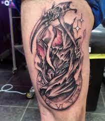 The shades of black are artfully created, so that each lighter part is heavily emphasized, therefore creating a remarkable visual effect even without using various colors. Top 63 Grim Reaper Tattoo Ideas 2021 Inspiration Guide