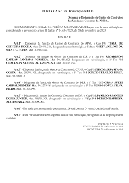 PORTARIA N.º 128 (Transcrição de DOE) Dispensa e Designação de Gestor de  Contratos das Unidades Gestoras da PMBA. O COMANDA