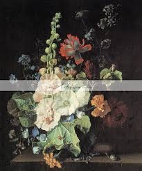 Vase Of Flowers By Dutch Artist Jan Van Huysum Digital Download Printable Art Hollyhocks And Other Flowers Etsy Flower Painting Oil Painting Flowers Floral Painting