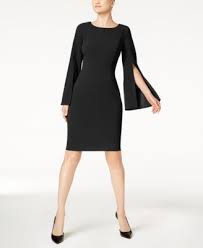 Calvin Klein Split Bell Sleeve Scuba Dress Scuba Dress Cape Sleeve Dress Fashion