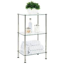 Freestanding bathroom shelves (21) wall mount bathroom shelves (4649) shelf material. Mdesign Modern Shelving Unit Glass Bathroom Storage With 3 Tiers Elegant Shelf Unit For Towels Creams And Cosmetics Clear Silver Buy Online In Solomon Islands At Solomon Desertcart Com Productid 146196894