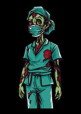 Displate Metal Poster Zombie Nurse - Zombies - Magnetic Poster - Gift Idea
