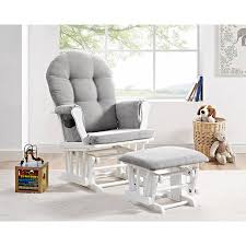 Best classic rocking chair : Angel Line Windsor Glider And Ottoman White Finish And Gray Cushion Walmart Com Walmart Com