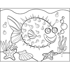 Use our free printable puffer fish template to make this adorable ocean themed craft! Happy Pufferfish Coloring Page
