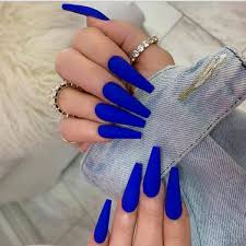 Discover my favorite overlay for natural nails this year! Amazon Com Bmirth Extra Long Press On Nails Coffin Fake Nails Ballerina False Nails Full Cover Acrylic Nails For Women And Girls Matte Dark Blue Beauty