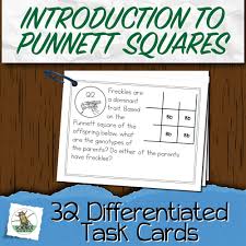 A punnett square is made by drawing a square divided into four smaller squares (2x2). Intro To Punnett Square Task Cards