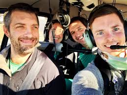 Trauma attending Dr. Stephen Becher takes the trauma team up for a  helicopter ride during a rare break in the action. 🚁 Seen here are Gil  Thompson PGY5, James Spratt PGY2 and