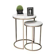 Round white marble nightstands set. Faux White Marble Gold Modern Round Nesting Tables For Living Room Balcony Home And Office Set Of 2 Stacking End Side Table Furniture Home Kitchen Eudirect78 Eu