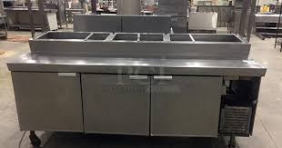 Stainless Steel Delfield 18684 Three Door Refrigerated Pizza Prep Table Used Restaurant Equipment Restaurant Equipment Catering Equipment