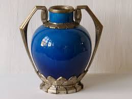 Paul Milet Sevres Vase Art Deco Porcelaine Bleue Et Bronze Le Grenier D Augustine Proantic Porcelaine Bleue Vase En Porcelaine Art Deco