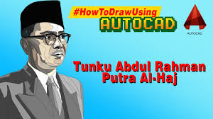 And then a wee bit of photoshop at the end because there was a bit of distortion during the upload. Autocad Drawing Potrait Tunku Abdul Rahman Al Haj Youtube