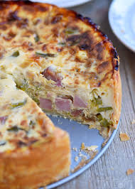 This Deep Dish Ham And Asparagus Quiche With Caramelized Onions Is The Perfect Addition To Your Holiday Brunch Menu Quiche Recipes Asparagus Quiche Ham Quiche