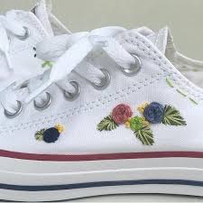 How to thread a needle, how to separate embroidery floss, and how to start and stop your thread are just some of the topics i'll cover. Hand Embroidered Canvas Shoes Floral You Provide Shoes Etsy Hand Embroidery Embroidery Shoes Embroidery Stitches
