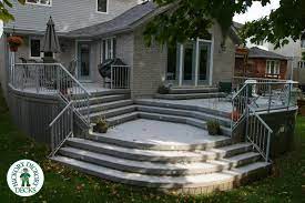 This Is A Unique Deck Built In Waterloo Ontario Using Trex And Ez Deck And Aluminum Rail Deck Deck Builders Deck Views